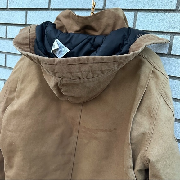 Vintage 90s Carhartt Tan Chore Jacket Detachable Hood Corduroy Collar Y2K - Picture 5 of 16
